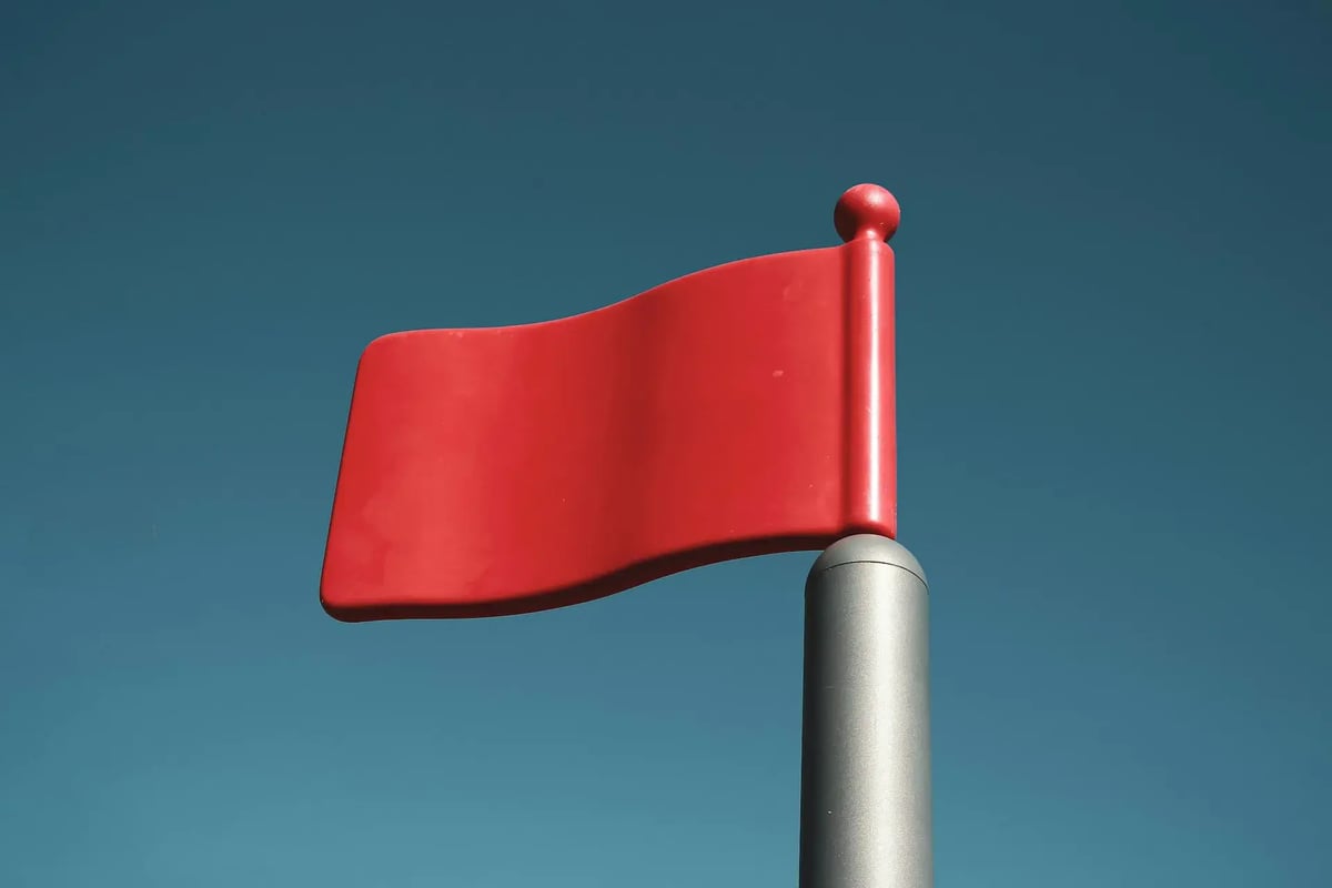 a red flag to symbolize the cost of disinformation