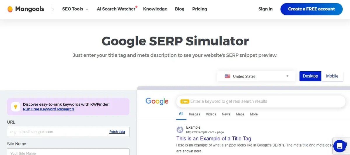 mangools google serp simulator