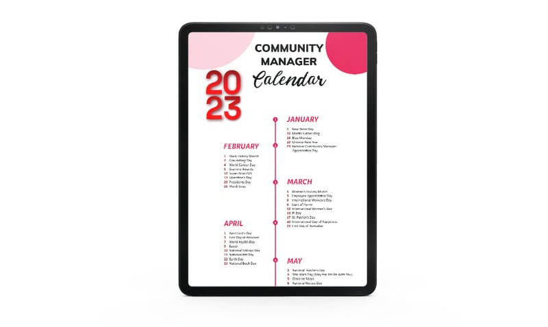 2023 community manager calendar 