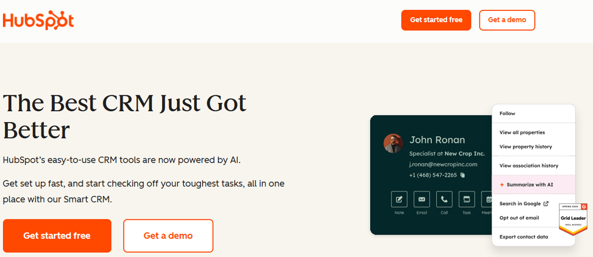 hubspot crm small business