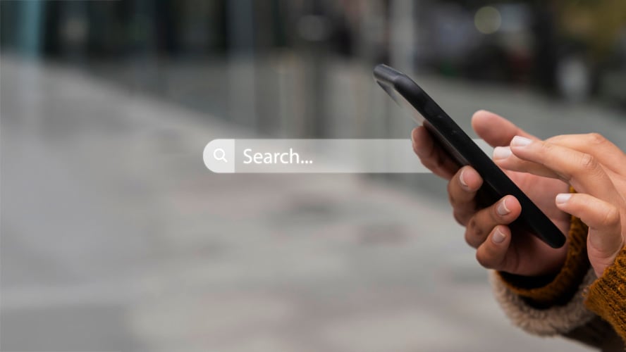 a person searching on a phone