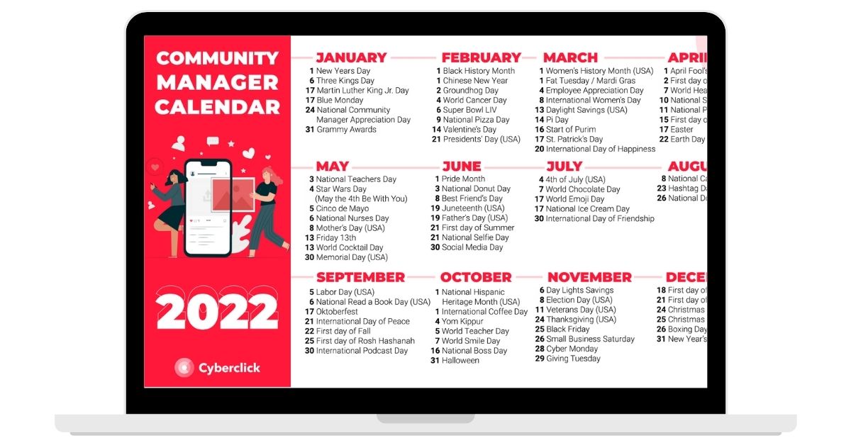 Community Manager Calendar 2022 Cyberclick